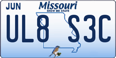 MO license plate UL8S3C