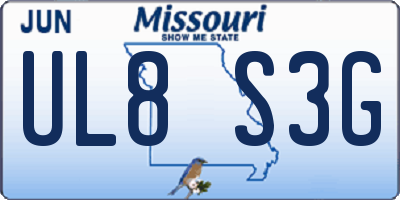 MO license plate UL8S3G
