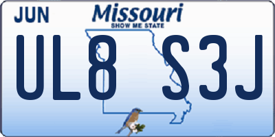 MO license plate UL8S3J