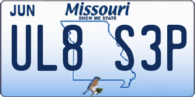 MO license plate UL8S3P
