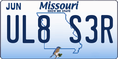 MO license plate UL8S3R