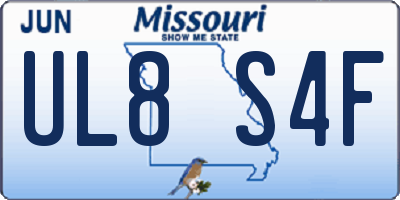 MO license plate UL8S4F