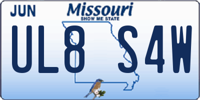 MO license plate UL8S4W