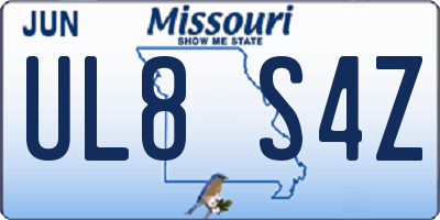 MO license plate UL8S4Z