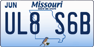 MO license plate UL8S6B