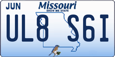 MO license plate UL8S6I
