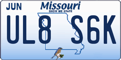 MO license plate UL8S6K