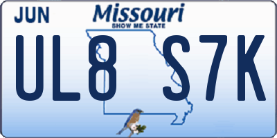 MO license plate UL8S7K