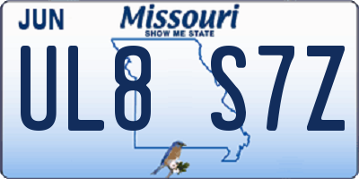 MO license plate UL8S7Z