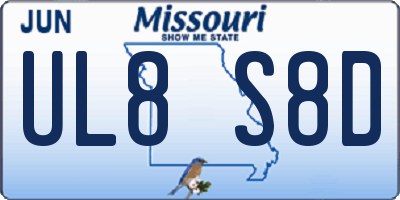 MO license plate UL8S8D