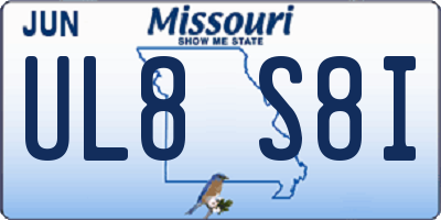 MO license plate UL8S8I