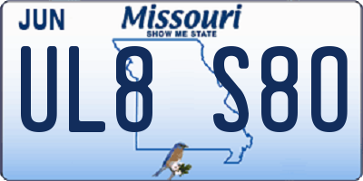 MO license plate UL8S8O