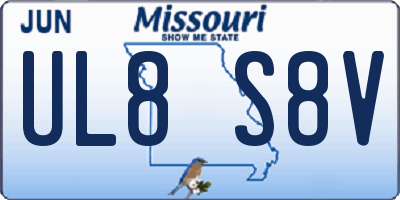 MO license plate UL8S8V