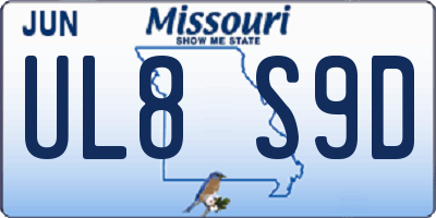 MO license plate UL8S9D