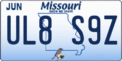 MO license plate UL8S9Z