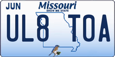 MO license plate UL8T0A