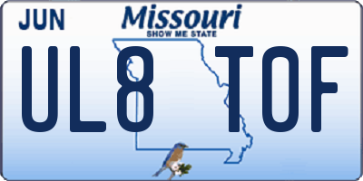 MO license plate UL8T0F