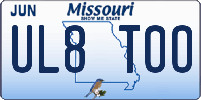 MO license plate UL8T0O