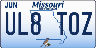 MO license plate UL8T0Z