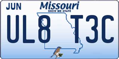 MO license plate UL8T3C