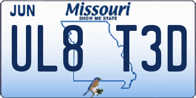 MO license plate UL8T3D