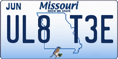 MO license plate UL8T3E
