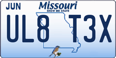 MO license plate UL8T3X