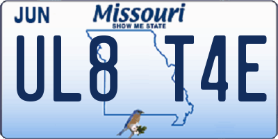 MO license plate UL8T4E