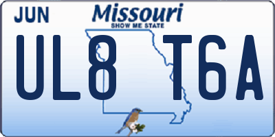 MO license plate UL8T6A