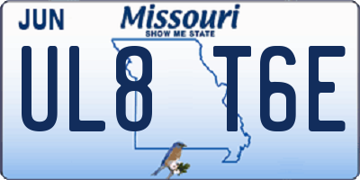 MO license plate UL8T6E