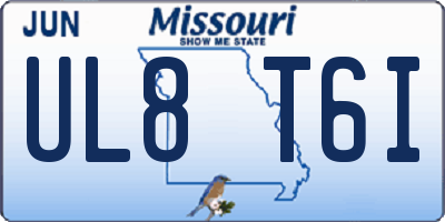 MO license plate UL8T6I