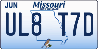 MO license plate UL8T7D