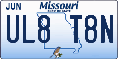 MO license plate UL8T8N