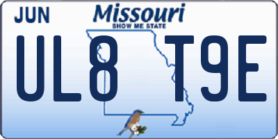 MO license plate UL8T9E