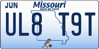 MO license plate UL8T9T