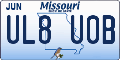 MO license plate UL8U0B