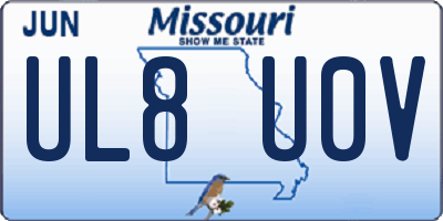 MO license plate UL8U0V