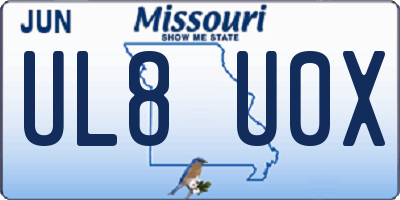 MO license plate UL8U0X