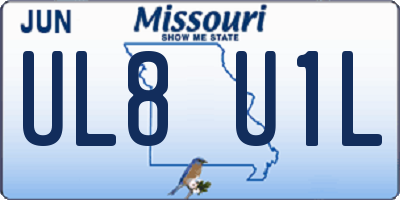 MO license plate UL8U1L