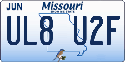 MO license plate UL8U2F