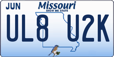 MO license plate UL8U2K