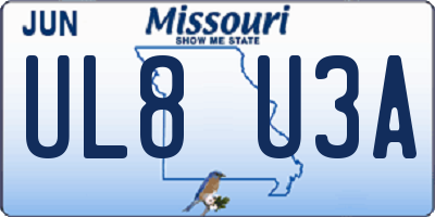 MO license plate UL8U3A