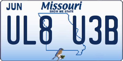 MO license plate UL8U3B