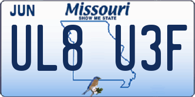 MO license plate UL8U3F