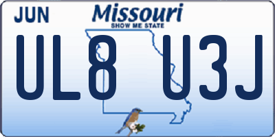 MO license plate UL8U3J