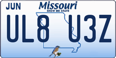 MO license plate UL8U3Z