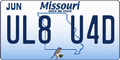 MO license plate UL8U4D