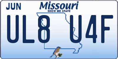 MO license plate UL8U4F