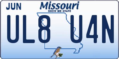 MO license plate UL8U4N
