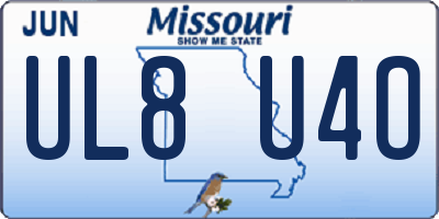 MO license plate UL8U4O